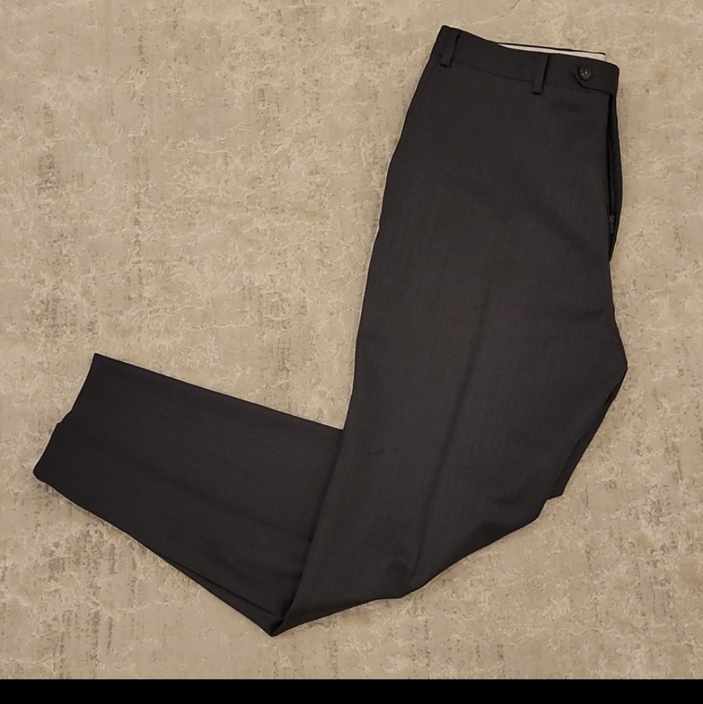 MEN'S BELTRAMI ITALIAN GREY WOOL DRESS PANTS SUPER 120'S